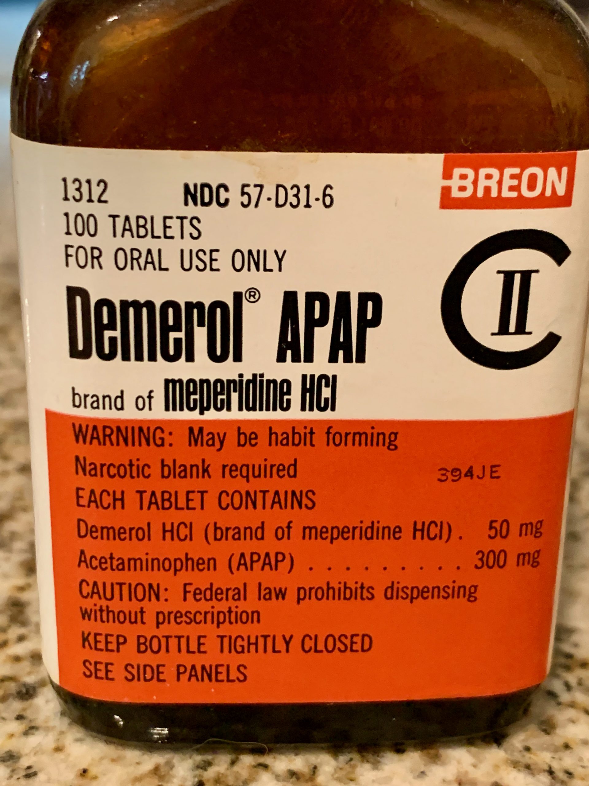 Demerol (Meperidine) prescription medication packaging